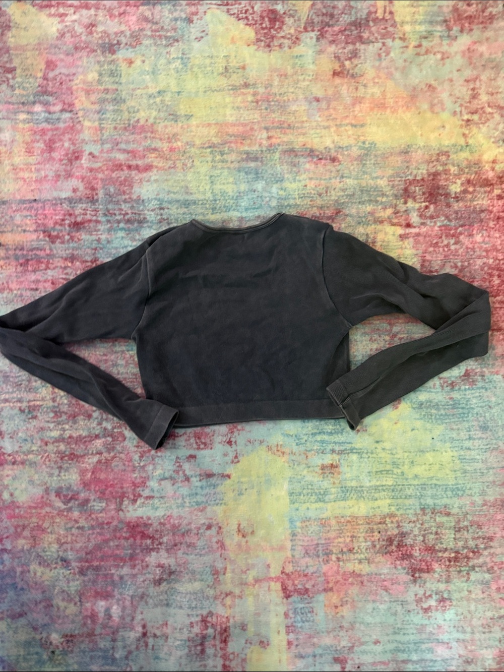 Cropped Long-Sleeve Top in Charcoal Gray